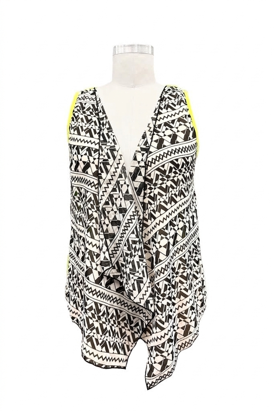 NEW PAPARAZZI geometric open front drape vest with keyhole back in neon green